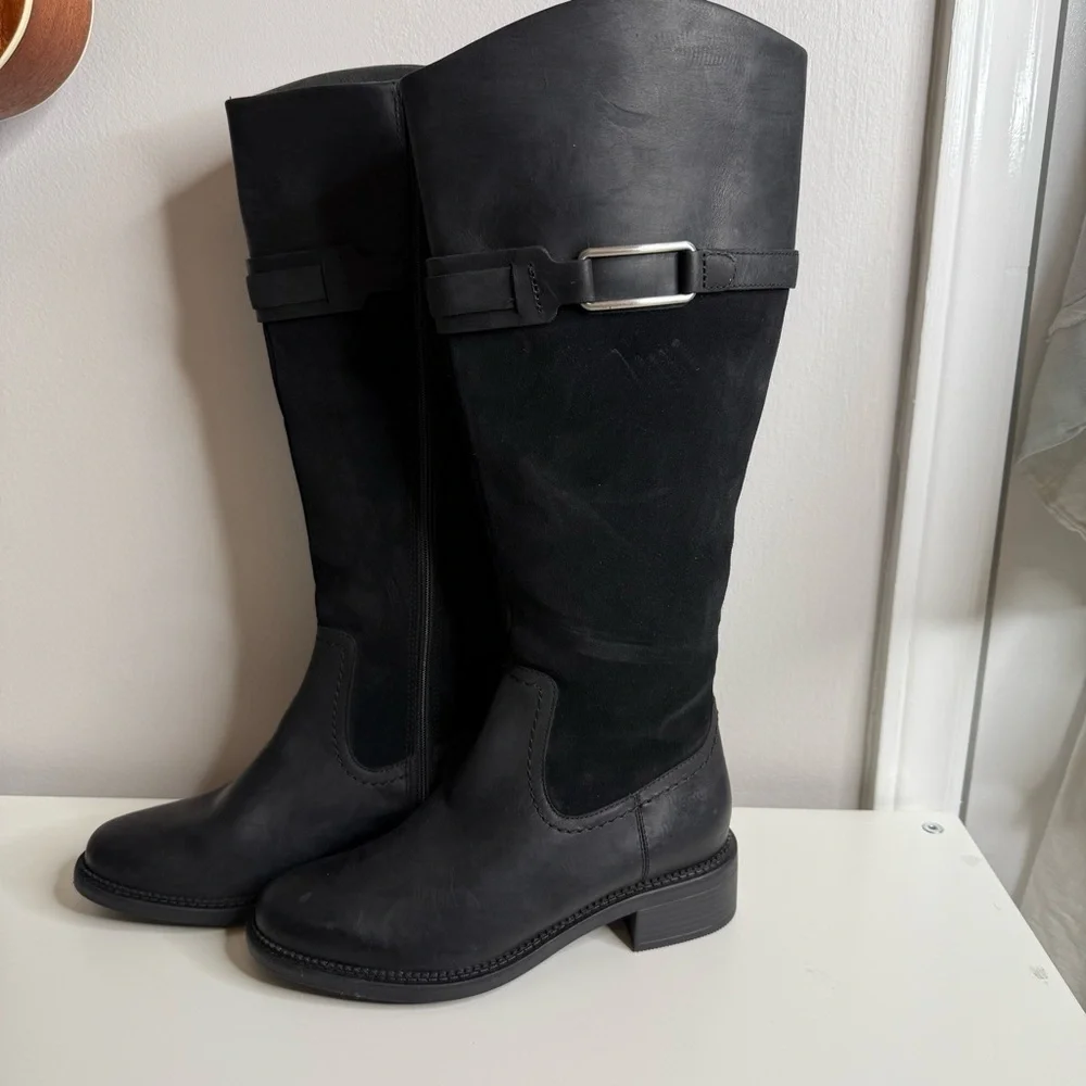 Clarks Women's Maye Carly Knee High Boot Leather / Suede Black US 6.5 NWOT